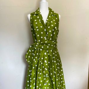 Jessica Howard - Lime Polka Dot Dress - Size 8